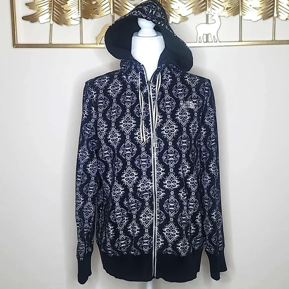 **SOLD** The North Face Damask Design Zip Up Hooded Sweatshirt - Picture 1 of 5